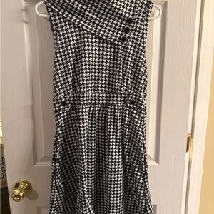 Elegant Black and White Houndstooth Dress